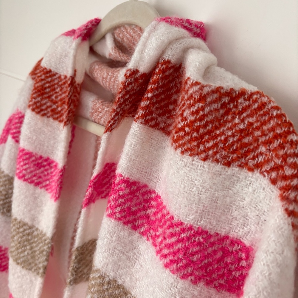 NEW Ann Taylor LOFT Blanket Scarf Striped Oversized Soft & Cozy - Picture 10 of 13
